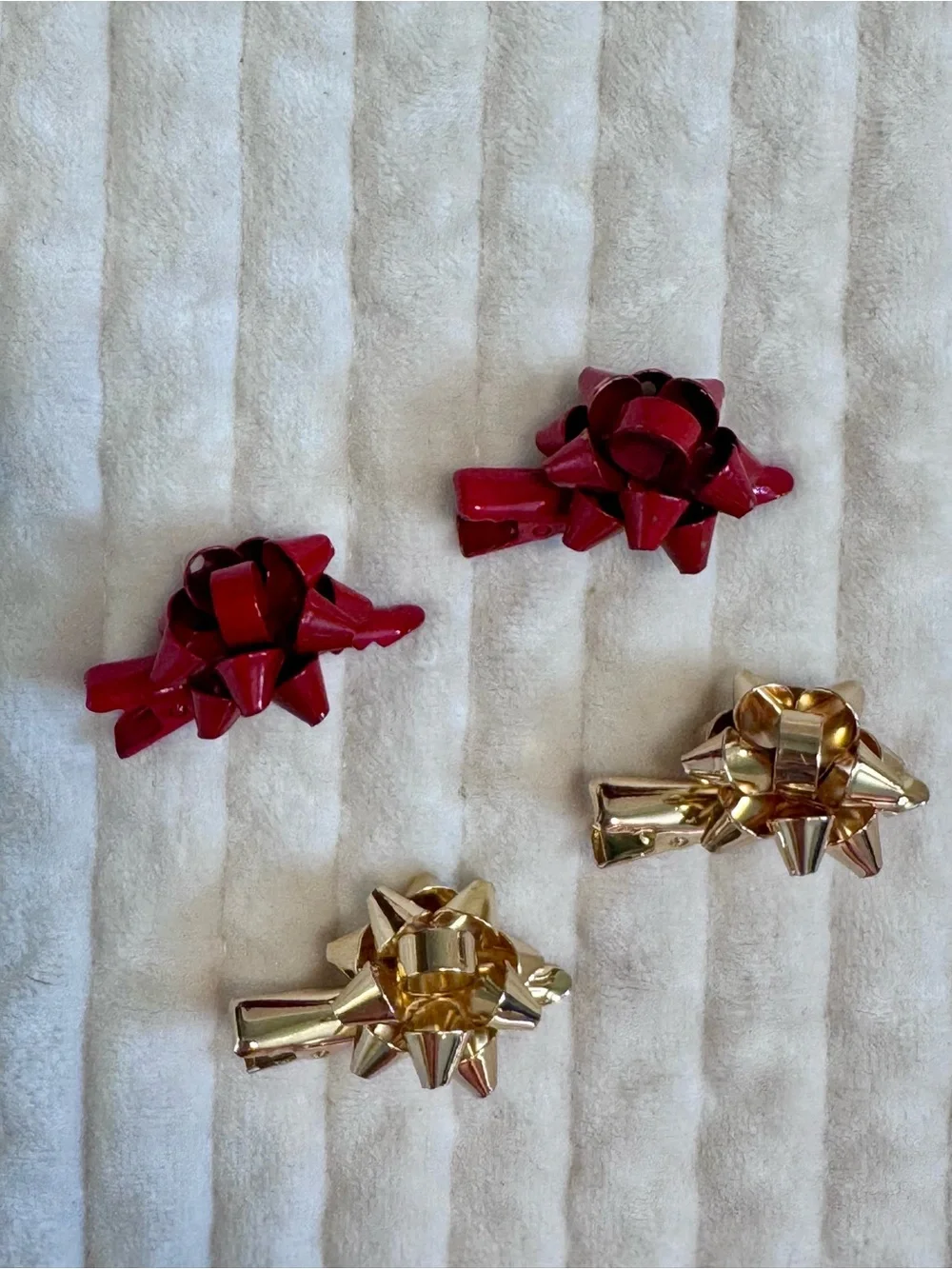 Festive Red & Gold Bow Hair Clips for Kids